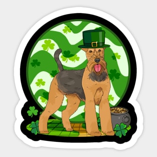 Airedale Terrier St Patricks Day Leprechaun Sticker